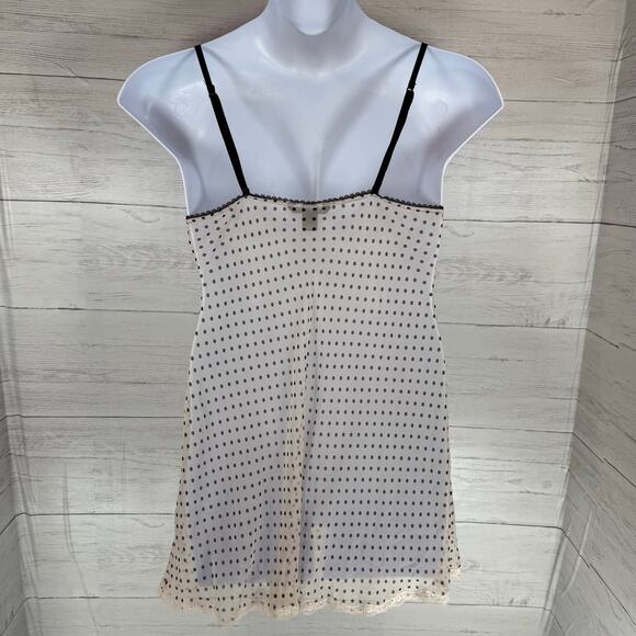 VTG Victoria’s Secret Large pink black polka dot lace slip night gown whimsygoth - Picture 2 of 10